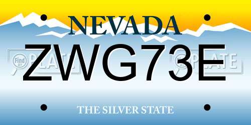 ZWG73E Nevada License Plate