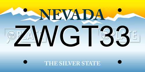 ZWGT33 Nevada License Plate