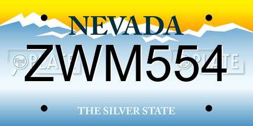 ZWM554 Nevada License Plate