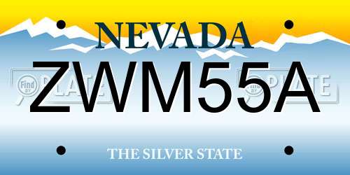 ZWM55A Nevada License Plate