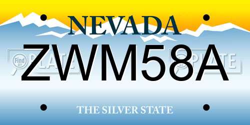 ZWM58A Nevada License Plate