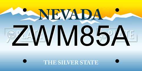 ZWM85A Nevada License Plate