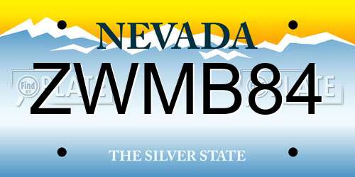 ZWMB84 Nevada License Plate