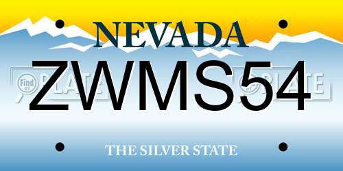 ZWMS54 Nevada License Plate
