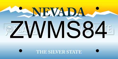 ZWMS84 Nevada License Plate