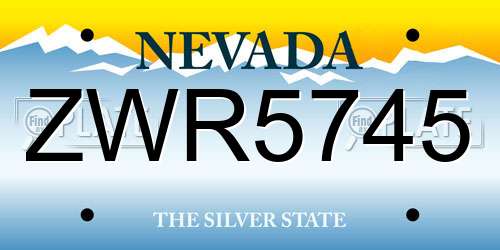 ZWR5745 Nevada License Plate