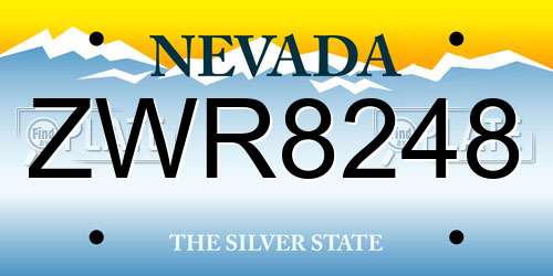 ZWR8248 Nevada License Plate
