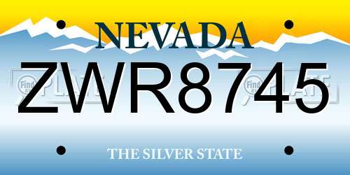 ZWR8745 Nevada License Plate