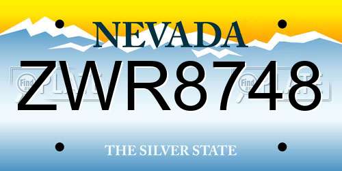 ZWR8748 Nevada License Plate