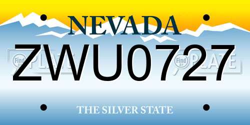 ZWU0727 Nevada License Plate