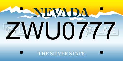 ZWU0777 Nevada License Plate