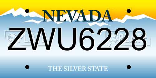 ZWU6228 Nevada License Plate