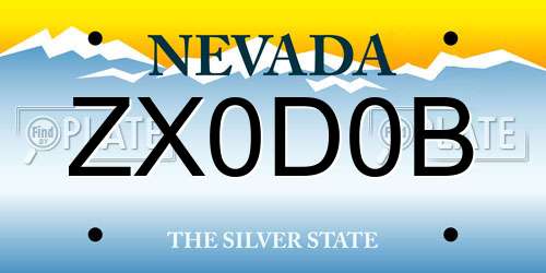 ZX0D0B Nevada License Plate
