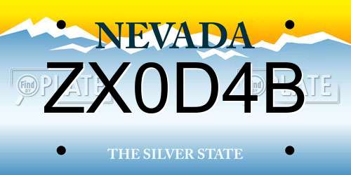 ZX0D4B Nevada License Plate