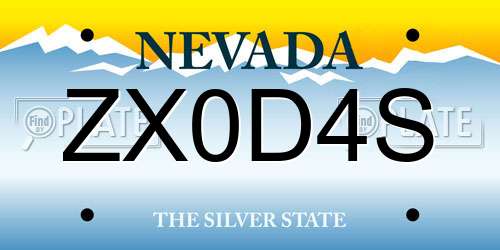 ZX0D4S Nevada License Plate