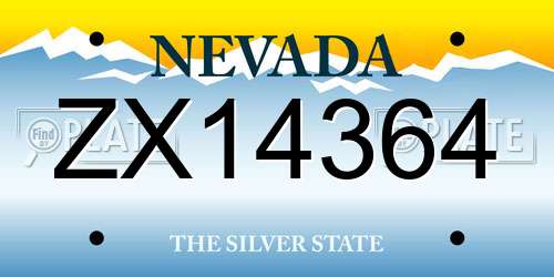 ZX14364 Nevada License Plate