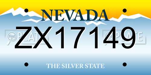 ZX17149 Nevada License Plate