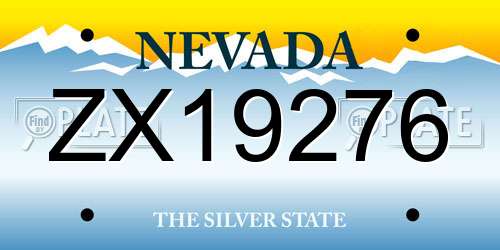 ZX19276 Nevada License Plate