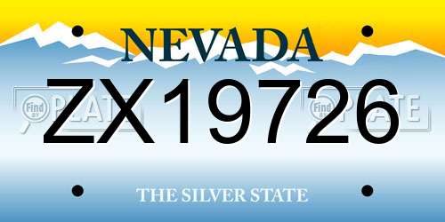 ZX19726 Nevada License Plate
