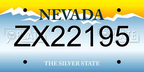 ZX22195 Nevada License Plate
