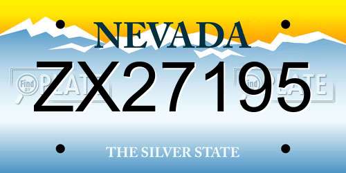 ZX27195 Nevada License Plate