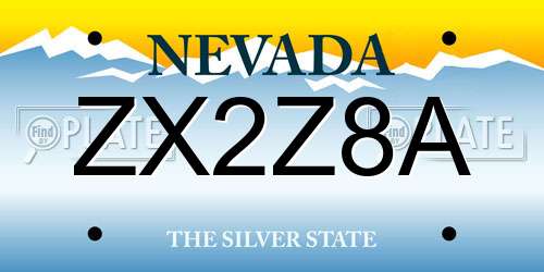 ZX2Z8A Nevada License Plate