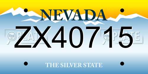 ZX40715 Nevada License Plate