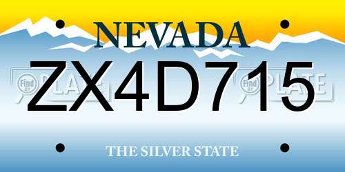 ZX4D715 Nevada License Plate