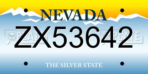 ZX53642 Nevada License Plate