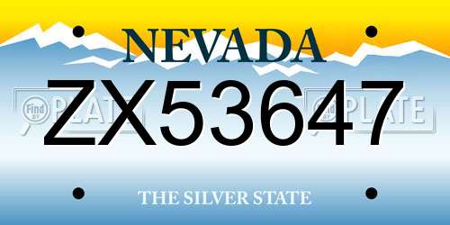 ZX53647 Nevada License Plate