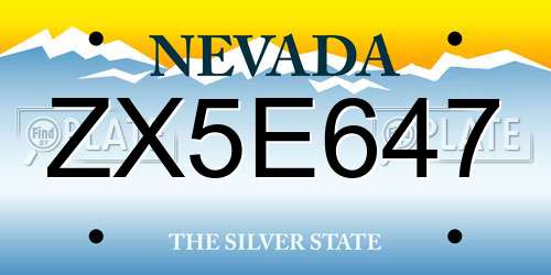 ZX5E647 Nevada License Plate