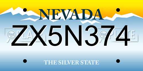 ZX5N374 Nevada License Plate