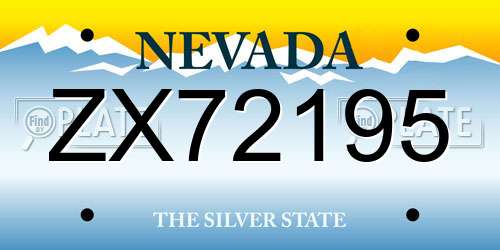 ZX72195 Nevada License Plate