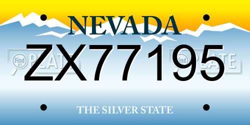 ZX77195 Nevada License Plate