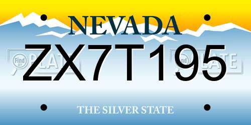 ZX7T195 Nevada License Plate