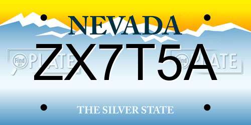 ZX7T5A Nevada License Plate