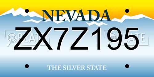 ZX7Z195 Nevada License Plate