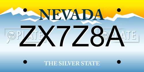 ZX7Z8A Nevada License Plate
