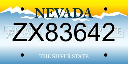 ZX83642 Nevada License Plate