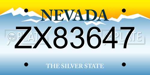 ZX83647 Nevada License Plate