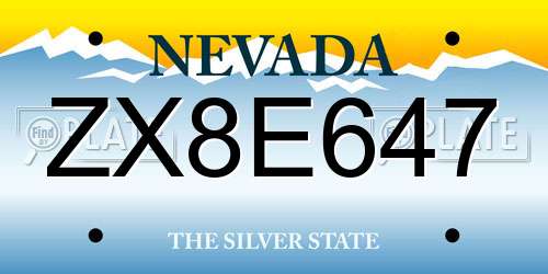 ZX8E647 Nevada License Plate