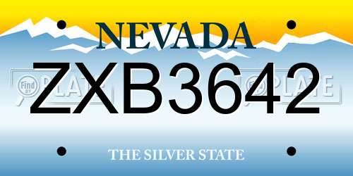 ZXB3642 Nevada License Plate
