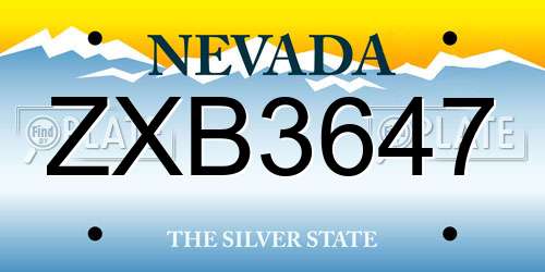 ZXB3647 Nevada License Plate