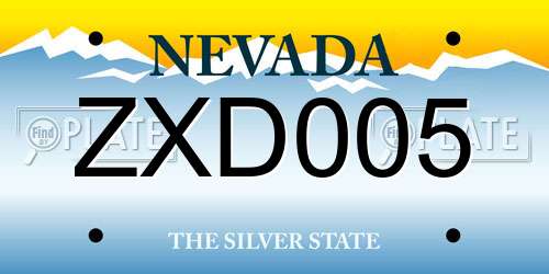 ZXD005 Nevada License Plate