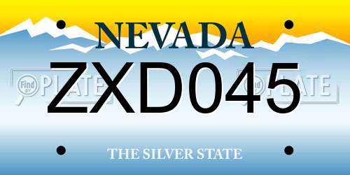 ZXD045 Nevada License Plate