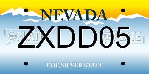 ZXDD05 Nevada License Plate