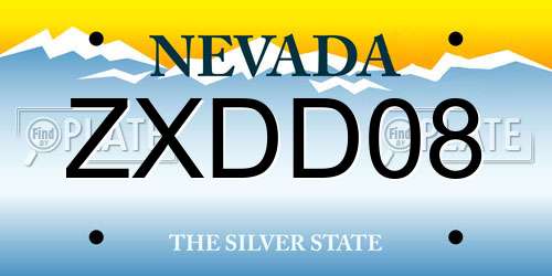 ZXDD08 Nevada License Plate