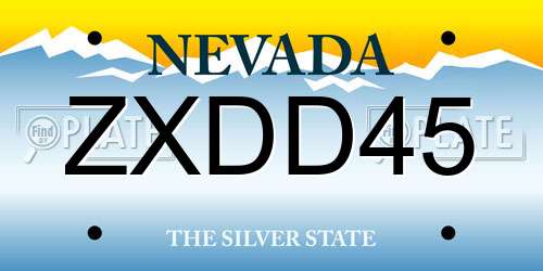 ZXDD45 Nevada License Plate