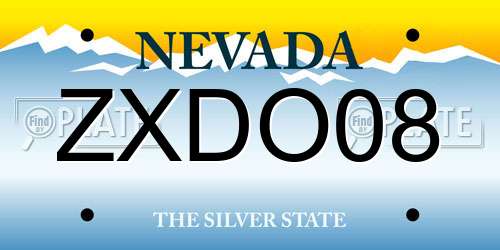 ZXDO08 Nevada License Plate