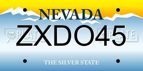 ZXDO45 Nevada License Plate